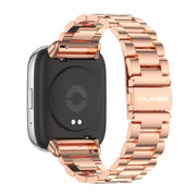 For Redmi Watch 3 Lite / Watch 3 Active Mijobs Three-Bead Metal Stainless Steel Watch Band(Rose Gold)