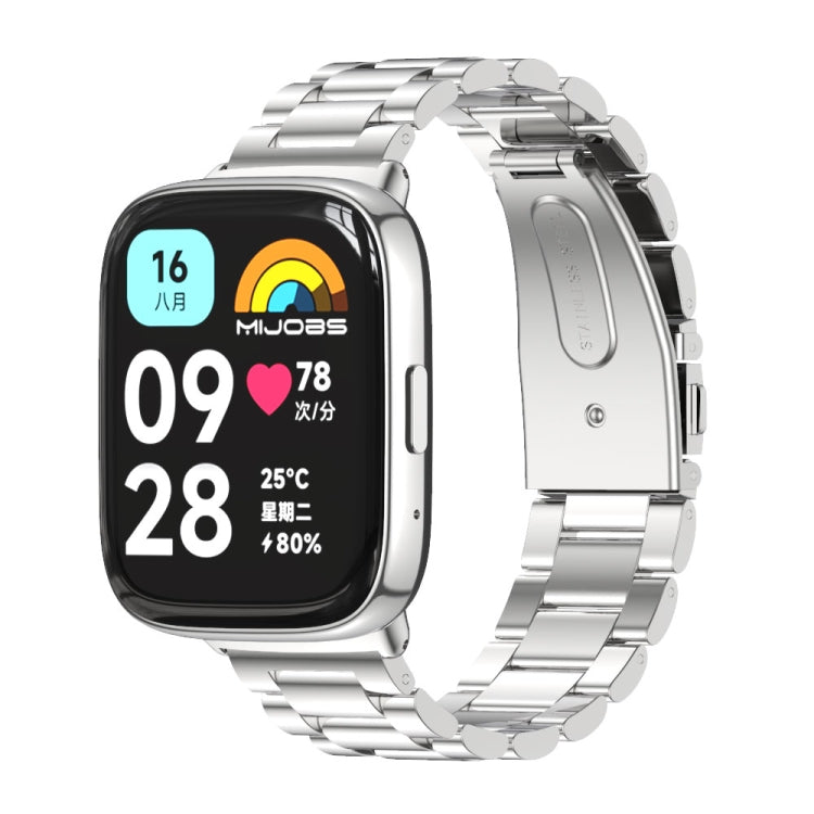 For Redmi Watch 3 Lite / Watch 3 Active Mijobs Three-Bead Metal Stainless Steel Watch Band(Silver) - free shipping - PMC TechLife - Order now!