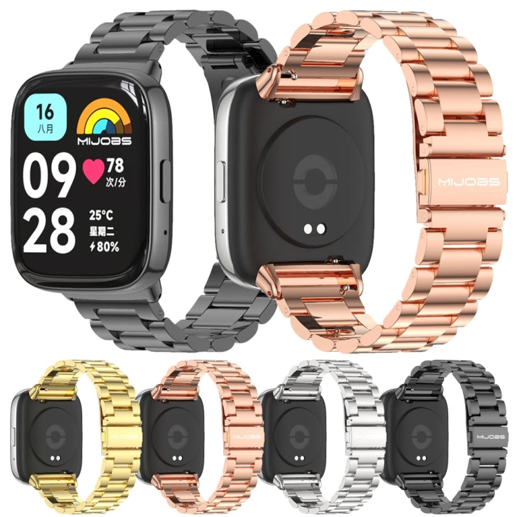 For Redmi Watch 3 Lite / Watch 3 Active Mijobs Three-Bead Metal Stainless Steel Watch Band(Gold) - free shipping - PMC TechLife - Order now!