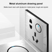 86mm Gray Aluminum Wire Drawing LED Switch Panel, Style:Triple Billing Control