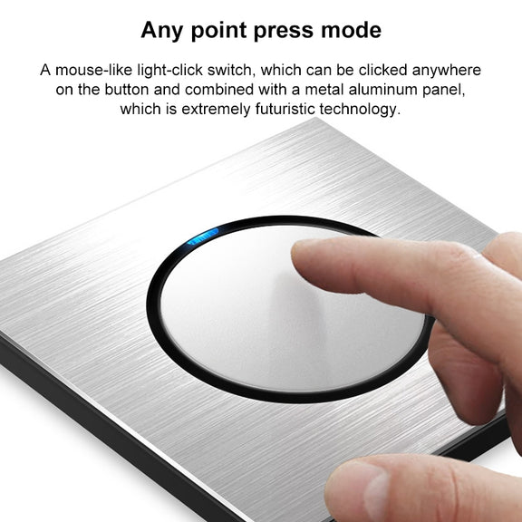 86mm Gray Aluminum Wire Drawing LED Switch Panel, Style:Triple Open Dual Control