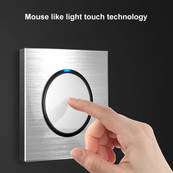 86mm Gray Aluminum Wire Drawing LED Switch Panel, Style:One Open Multiple Control