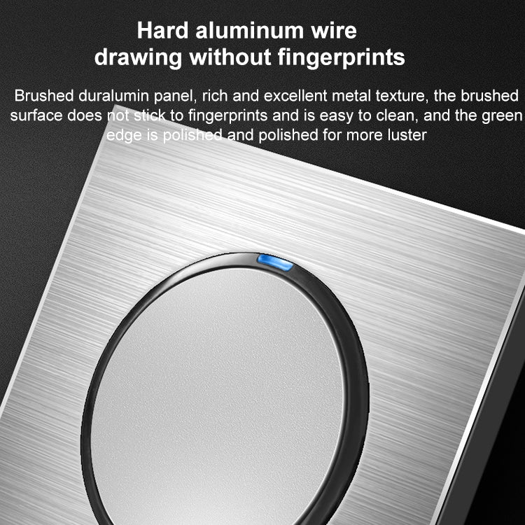 86mm Gray Aluminum Wire Drawing LED Switch Panel, Style:One Open Multiple Control