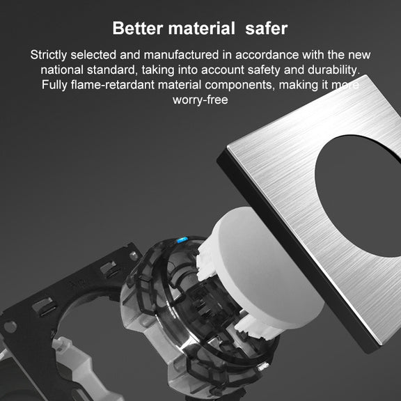 86mm Gray Aluminum Wire Drawing LED Switch Panel, Style:Dual Computer Socket