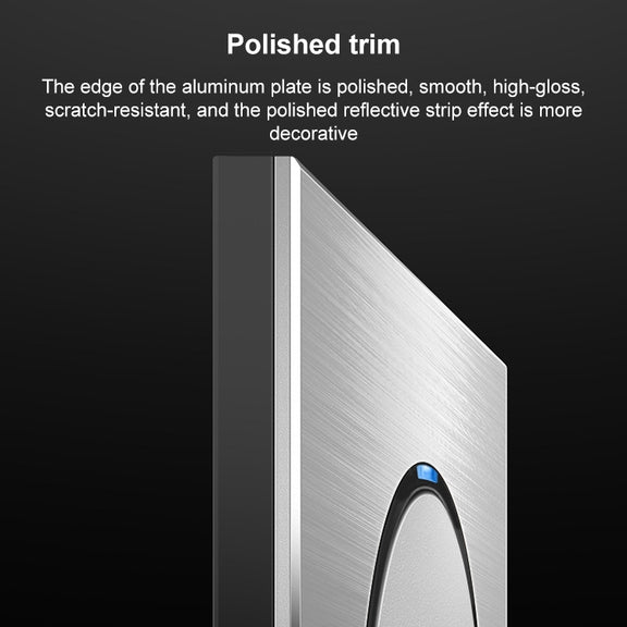 86mm Gray Aluminum Wire Drawing LED Switch Panel, Style:Dual Computer Socket