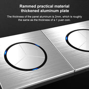 86mm Gray Aluminum Wire Drawing LED Switch Panel, Style:Five-hole USB Socket