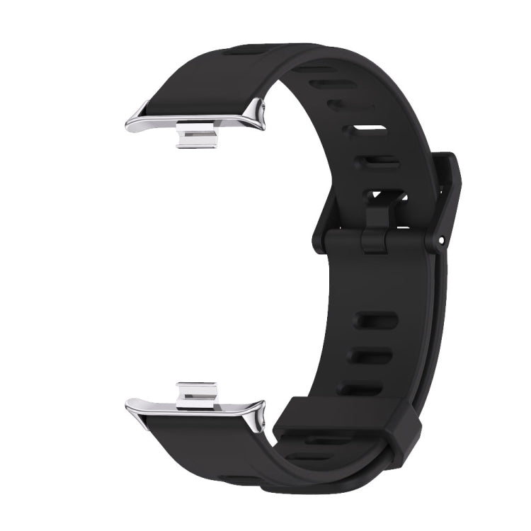 For Xiaomi Smart Band 9 Pro / 8 Pro Mijobs Flat Hole Breathable Silicone Watch Band(Black+Silver)