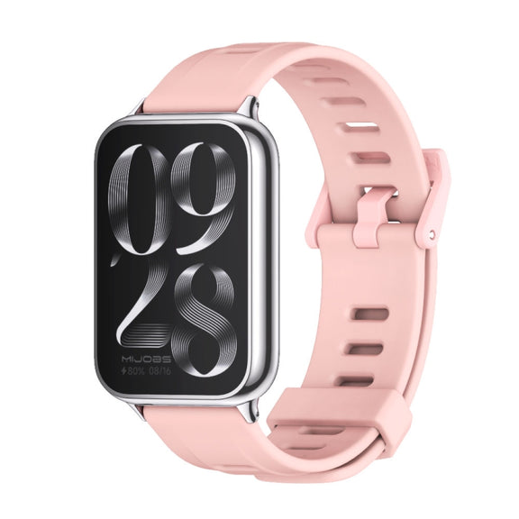 For Xiaomi Smart Band 9 Pro / 8 Pro Mijobs Flat Hole Breathable Silicone Watch Band(Pink+Silver)