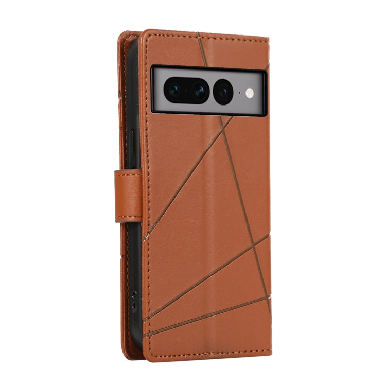 For Google Pixel 7 Pro PU Genuine Leather Texture Embossed Line Phone Case(Brown) - Google Cases by PMC TechLife | Online Shopping South Africa | PMC TechLife