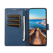 For Google Pixel 9 PU Genuine Leather Texture Embossed Line Phone Case(Blue)