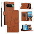 For Google Pixel 9 PU Genuine Leather Texture Embossed Line Phone Case(Brown) - Google Cases by PMC TechLife | Online Shopping South Africa | PMC TechLife | Buy Now Pay Later Mobicred
