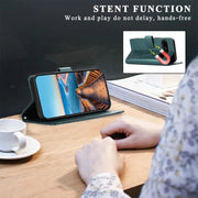 For Google Pixel 9 PU Genuine Leather Texture Embossed Line Phone Case(Green)