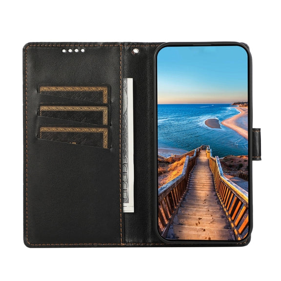 For Google Pixel 9 Pro PU Genuine Leather Texture Embossed Line Phone Case(Black)