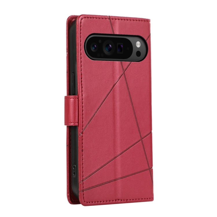 For Google Pixel 9 Pro PU Genuine Leather Texture Embossed Line Phone Case(Red) - Google Cases by PMC TechLife | Online Shopping South Africa | PMC TechLife | Buy Now Pay Later Mobicred