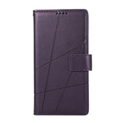 For Google Pixel 9 Pro PU Genuine Leather Texture Embossed Line Phone Case(Purple)