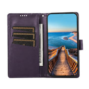 For Google Pixel 9 Pro PU Genuine Leather Texture Embossed Line Phone Case(Purple)
