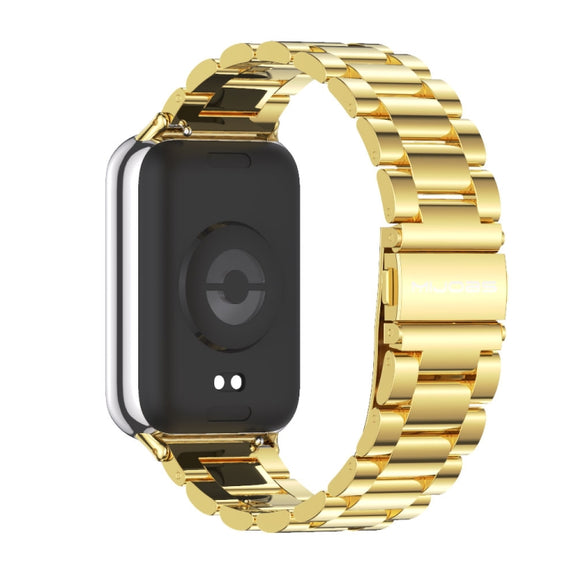 For Xiaomi Smart Band 9 Pro / 8 Pro Mijobs Three Beads Stainless Steel Watch Band(Gold)
