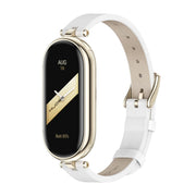 For Xiaomi Smart Band 10 / 9 / 8 Mijobs First Layer Cowhide Watch Band(White Light Gold)