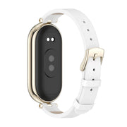 For Xiaomi Smart Band 10 / 9 / 8 Mijobs First Layer Cowhide Watch Band(White Light Gold)