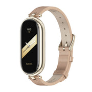 For Xiaomi Smart Band 10 / 9 / 8 Mijobs First Layer Cowhide Watch Band(Apricot Light Gold)