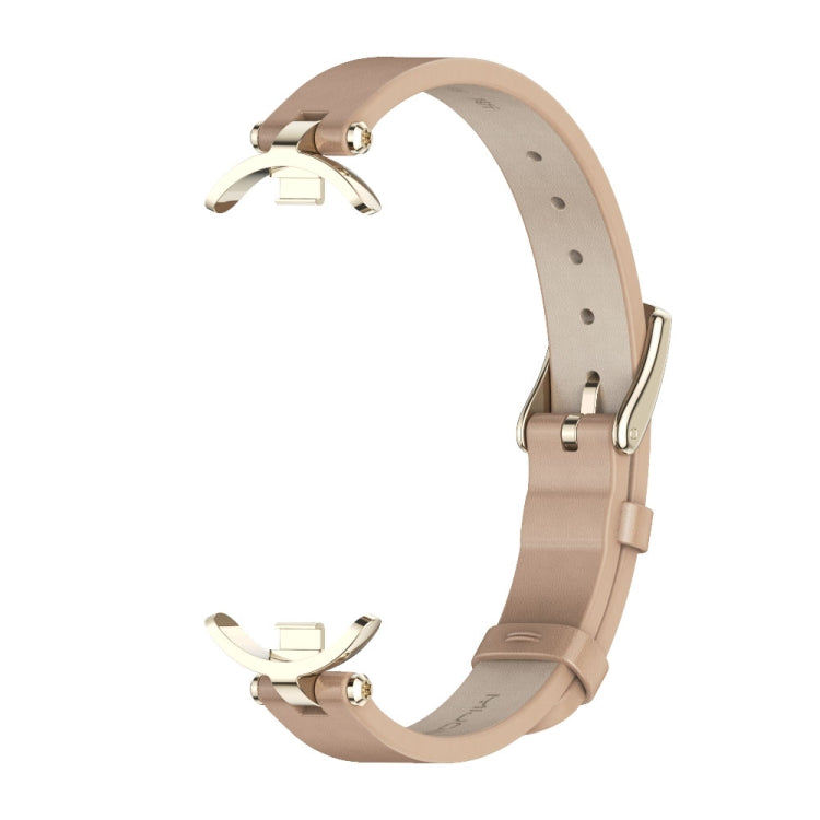For Xiaomi Smart Band 10 / 9 / 8 Mijobs First Layer Cowhide Watch Band(Apricot Light Gold)