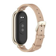 For Xiaomi Smart Band 10 / 9 / 8 Mijobs First Layer Cowhide Watch Band(Apricot Light Gold)