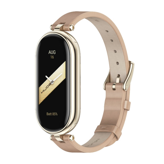 For Xiaomi Smart Band 10 / 9 / 8 Mijobs First Layer Cowhide Watch Band(Apricot Light Gold)