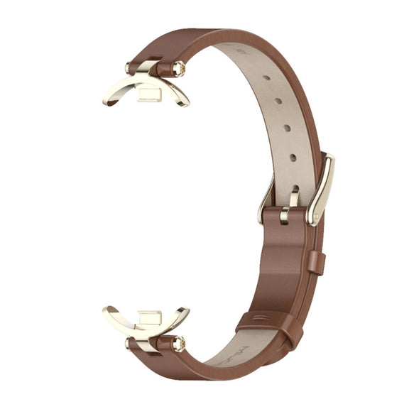 For Xiaomi Mi Band 8 / 9 / 9 NFC Mijobs First Layer Cowhide Watch Band(Brown Light Gold)