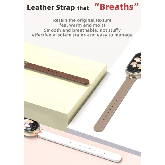 For Xiaomi Smart Band 10 / 9 / 8 Mijobs First Layer Cowhide Watch Band(White Rose Gold)
