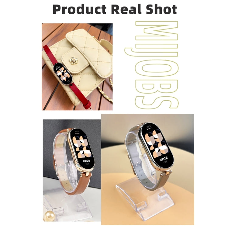 For Xiaomi Smart Band 10 / 9 / 8 Mijobs First Layer Cowhide Watch Band(White Light Gold) - free shipping - PMC TechLife - Order now!