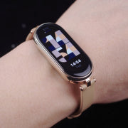 For Xiaomi Mi Band 8 / 9 / 9 NFC Mijobs First Layer Cowhide Watch Band(Brown Light Gold)