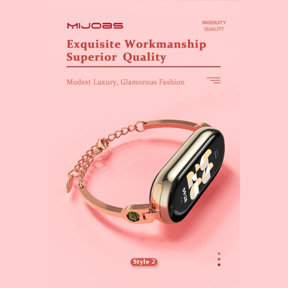 For Xiaomi Smart Band 10 / 9 / 8 Mijobs Ruyi Beauty Bracelet Watch Band(Rose Gold Green)