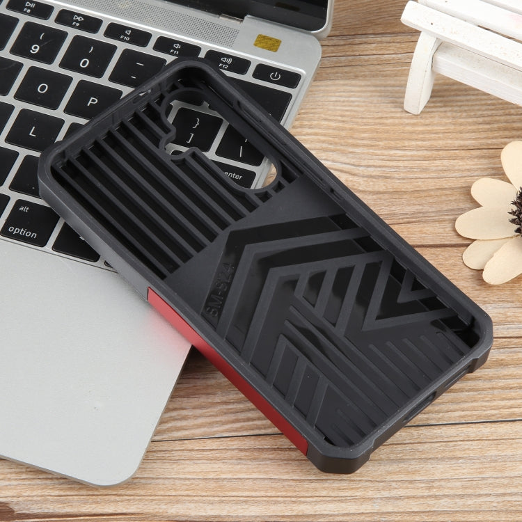 For Samsung Galaxy S24 5G Camera Shield Card Slot PC+TPU Phone Case(Red) - Galaxy S24 5G Cases by PMC TechLife | Online Shopping South Africa | PMC TechLife