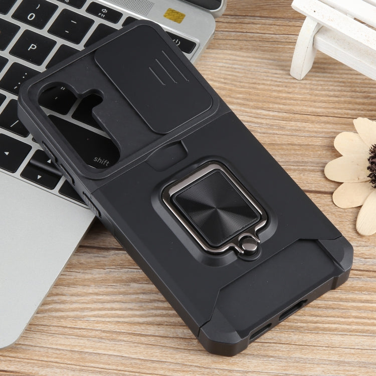 For Samsung Galaxy S24 5G Camera Shield Card Slot PC+TPU Phone Case(Black) - Galaxy S24 5G Cases by PMC TechLife | Online Shopping South Africa | PMC TechLife