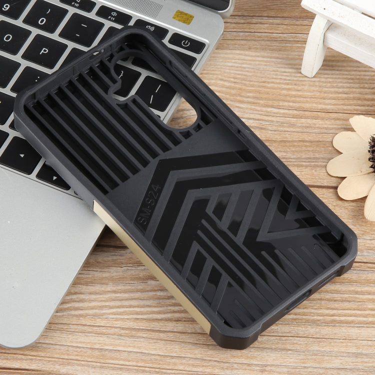 For Samsung Galaxy S24 5G Camera Shield Card Slot PC+TPU Phone Case(Gold) - Galaxy S24 5G Cases by PMC TechLife | Online Shopping South Africa | PMC TechLife