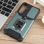 For Samsung Galaxy S24+ 5G Camera Shield Card Slot PC+TPU Phone Case(Dark Green)