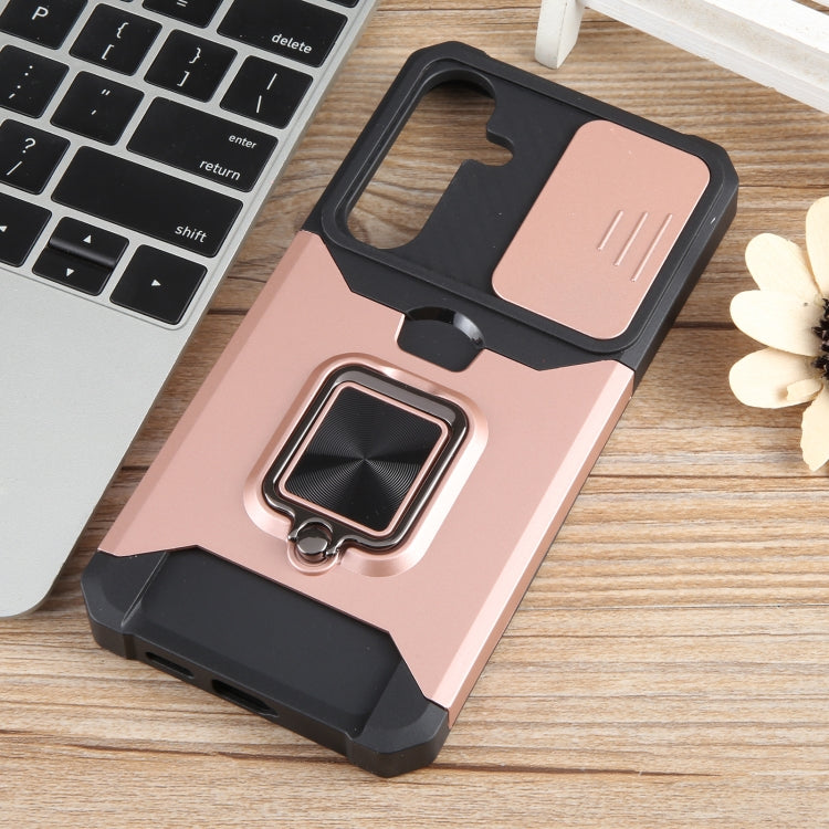For Samsung Galaxy S24+ 5G Camera Shield Card Slot PC+TPU Phone Case(Rose Gold) - Galaxy S24+ 5G Cases by PMC TechLife | Online Shopping South Africa | PMC TechLife