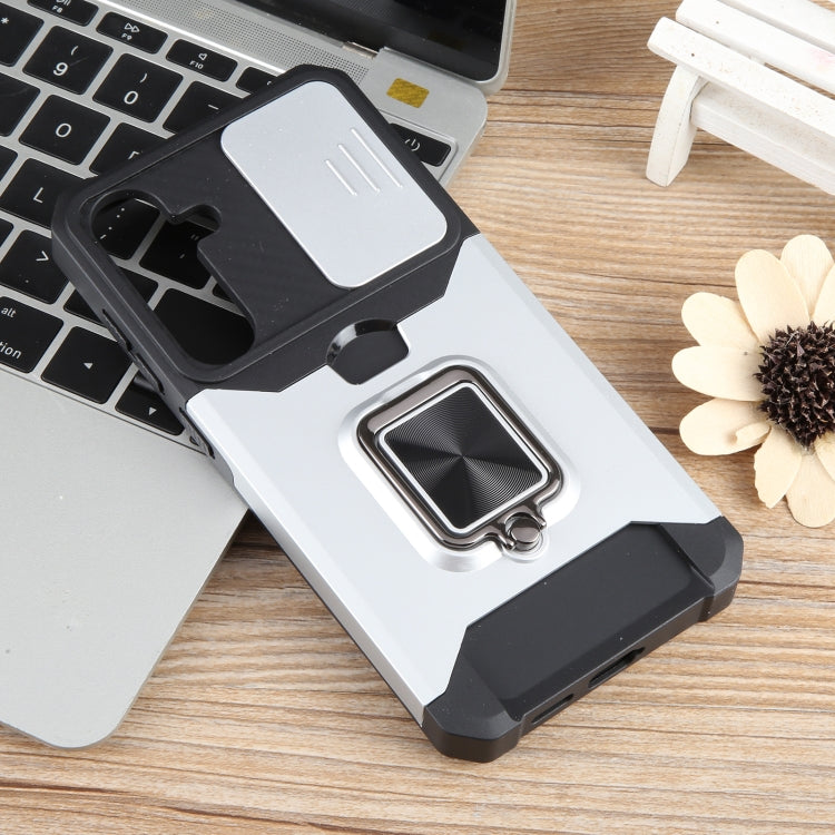 For Samsung Galaxy S24+ 5G Camera Shield Card Slot PC+TPU Phone Case(Silver) - Galaxy S24+ 5G Cases by PMC TechLife | Online Shopping South Africa | PMC TechLife