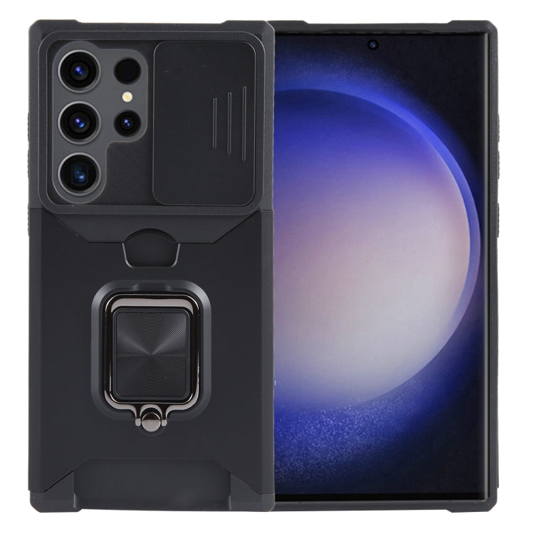 For Samsung Galaxy S24 Ultra 5G Camera Shield Card Slot PC+TPU Phone Case(Black) - Galaxy S24 Ultra 5G Cases by PMC TechLife | Online Shopping South Africa | PMC TechLife
