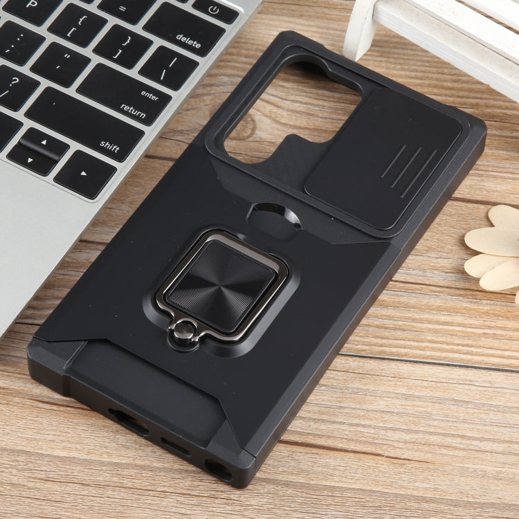 For Samsung Galaxy S24 Ultra 5G Camera Shield Card Slot PC+TPU Phone Case(Black) - Galaxy S24 Ultra 5G Cases by PMC TechLife | Online Shopping South Africa | PMC TechLife