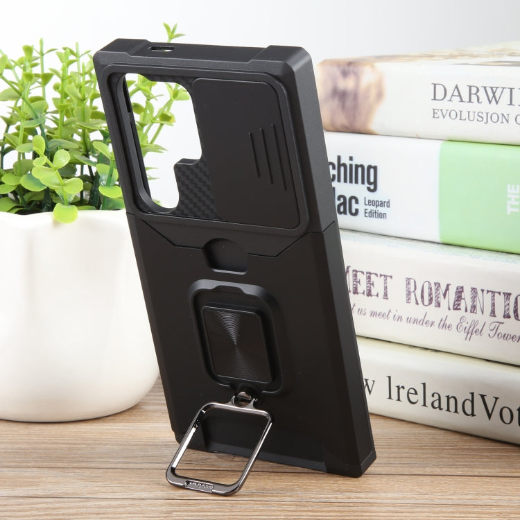 For Samsung Galaxy S24 Ultra 5G Camera Shield Card Slot PC+TPU Phone Case(Black) - Galaxy S24 Ultra 5G Cases by PMC TechLife | Online Shopping South Africa | PMC TechLife