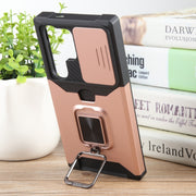 For Samsung Galaxy S24 Ultra 5G Camera Shield Card Slot PC+TPU Phone Case(Rose Gold)