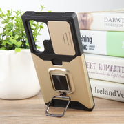 For Samsung Galaxy S24 Ultra 5G Camera Shield Card Slot PC+TPU Phone Case(Gold)