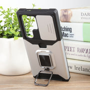 For Samsung Galaxy S24 Ultra 5G Camera Shield Card Slot PC+TPU Phone Case(Silver)