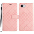 For iPhone 16e Rhombic Grid Texture Leather Phone Case(Pink) - iPhone 16e Cases by PMC TechLife | Online Shopping South Africa | PMC TechLife | Buy Now Pay Later Mobicred