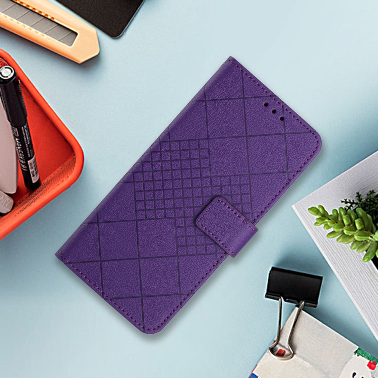 For iPhone 16 Plus Rhombic Grid Texture Leather Phone Case(Purple) - iPhone 16 Plus Cases by PMC TechLife | Online Shopping South Africa | PMC TechLife | Buy Now Pay Later Mobicred