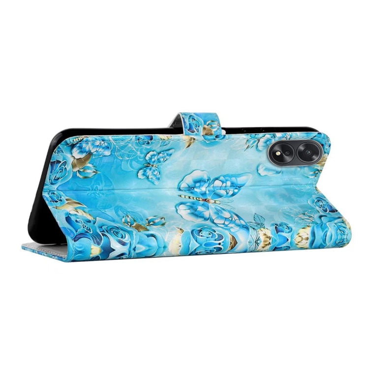 For OPPO A58 Oil Embossed 3D Drawing Leather Phone Case(Blue Butterflies) - OPPO Cases by PMC TechLife | Online Shopping South Africa | PMC TechLife