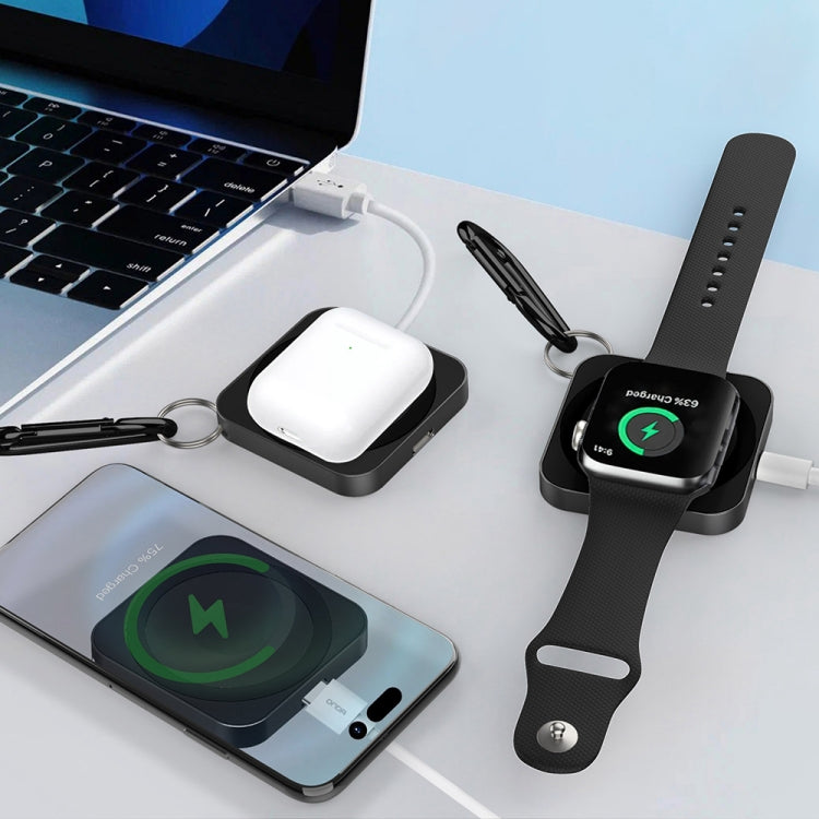 For iPhone / AirPods / iWatch Series 3 in 1 Portable Wireless Charger(Silver)