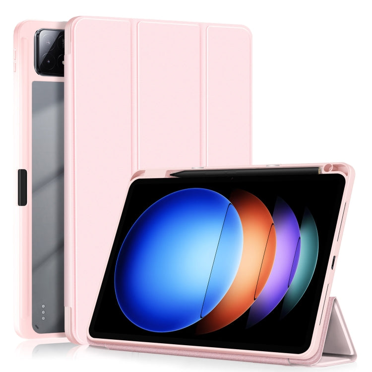 For Xiaomi Pad 6S Pro 12.4 Acrylic 3-Fold Solid Color Smart Leather Tablet Case(Pink) - More Tablet Cases by PMC TechLife | Online Shopping South Africa | PMC TechLife | Buy Now Pay Later Mobicred