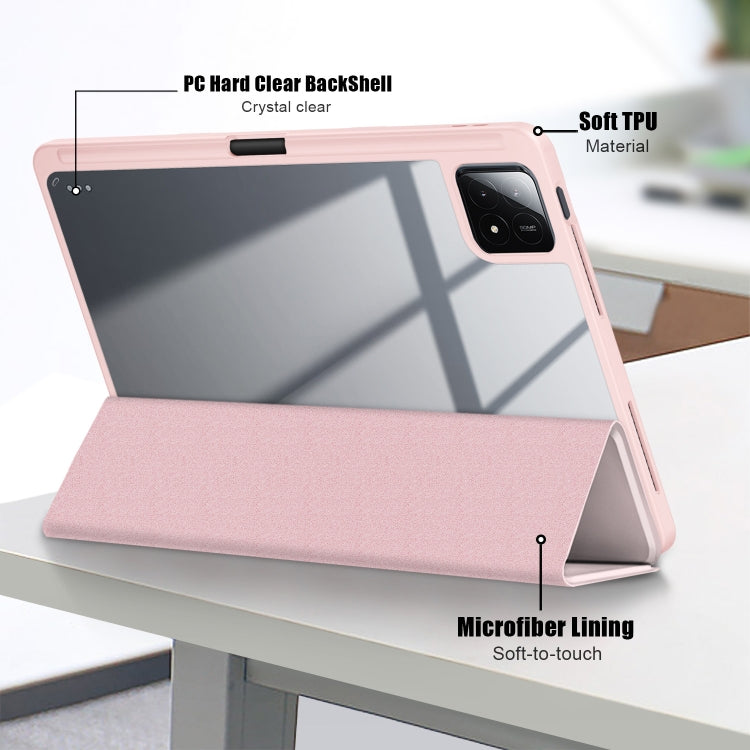 For Xiaomi Pad 6S Pro 12.4 Acrylic 3-Fold Solid Color Smart Leather Tablet Case(Pink) - More Tablet Cases by PMC TechLife | Online Shopping South Africa | PMC TechLife | Buy Now Pay Later Mobicred